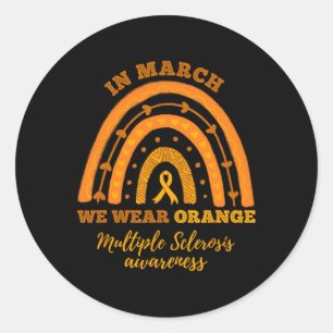 Sticker Rond En Mars Nous Portons Orange Multiple Sclerosis Awa