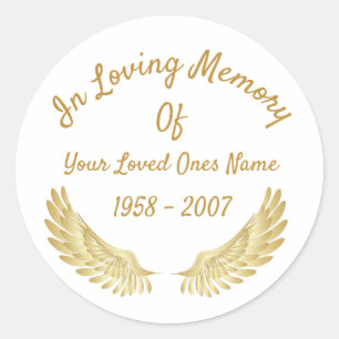 Sticker Rond En Mémoire Amoureuse Des Ailes De L'Ange D'Or