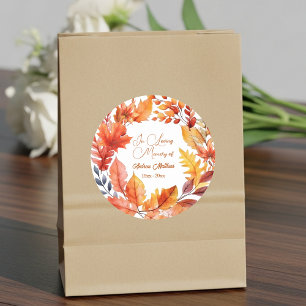 Sticker Rond En mémoire d'amour Funérailles automne floral