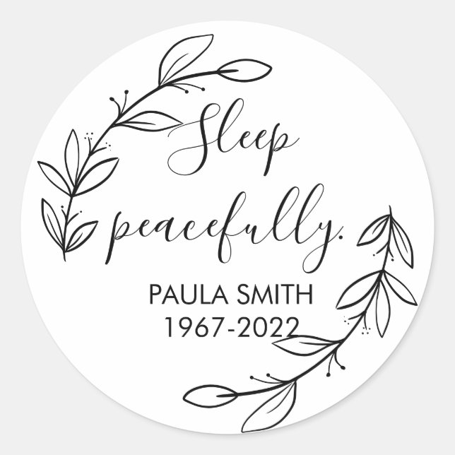 Sticker Rond En Mémoire De. Cadeaux funéraires Dors paisiblemen (Devant)