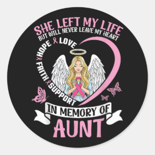Sticker Rond En Mémoire De La Tante Cancer Du Sein Angel Tr Sen