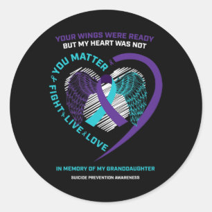 Sticker Rond En Mémoire De Ma Petite-Fille Prévention Du Suicid