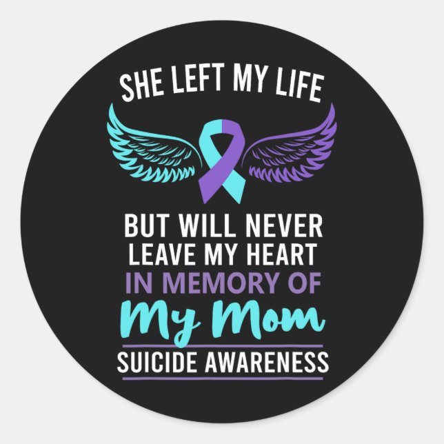 Sticker Rond En Mémoire De Maman Prévention Du Suicide (Devant)
