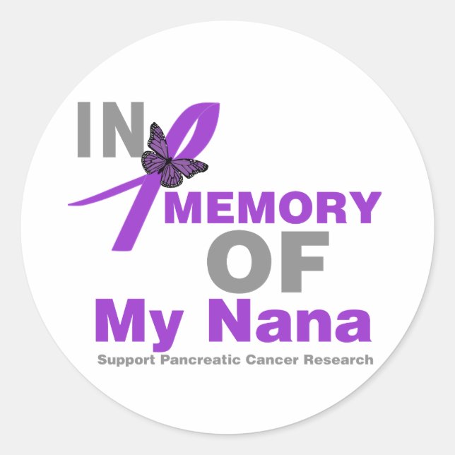 Sticker Rond En mémoire de mon cancer pancréatique Nana (Devant)