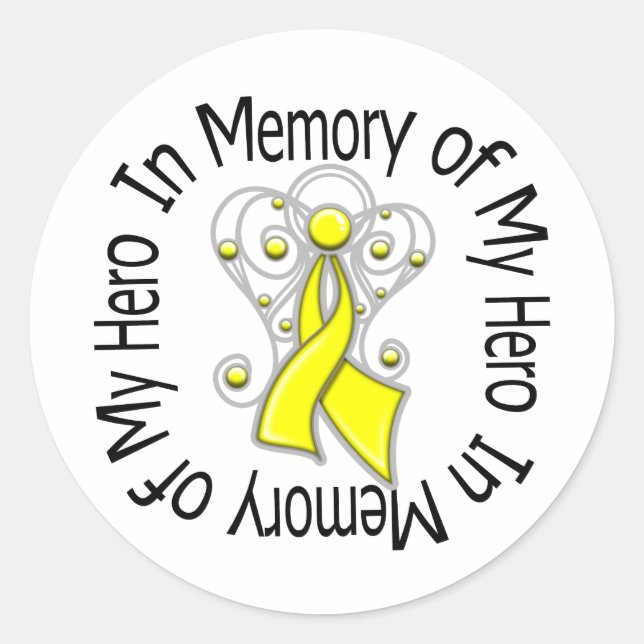 Sticker Rond En mémoire de mon héros Sarcoma Angel Wings (Devant)