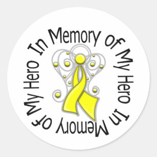 Sticker Rond En mémoire de mon héros Sarcoma Angel Wings