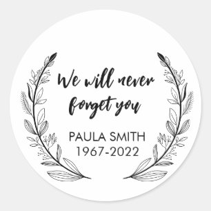 Sticker Rond En mémoire de. Nous ne vous oublierons jamais