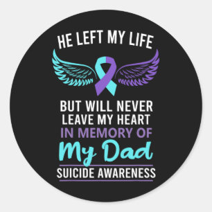 Sticker Rond En Mémoire De Papa Suicide Sensibilisation Prévent