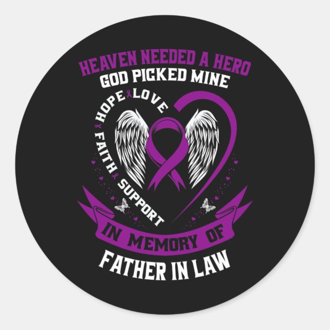 Sticker Rond En Mémoire De Père En Droit Pancréatique Cancer Aw (Devant)