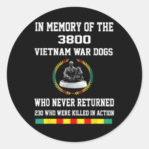 Sticker Rond En Mémoire Des 3800 Chiens De Guerre Du Vietnam