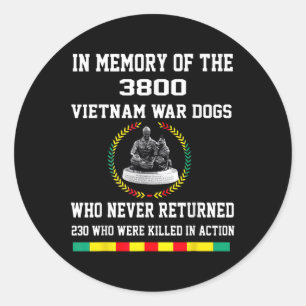 Sticker Rond En Mémoire Des 3800 Chiens De Guerre Du Vietnam Qu