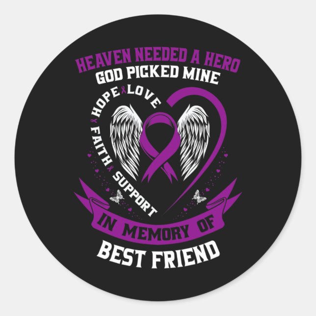Sticker Rond En mémoire du meilleur ami Pancreatic Cancer Memor (Devant)