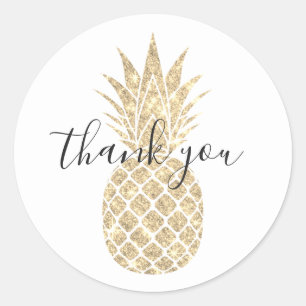Sticker rond en Merci d'ananas Faux Parties scinti