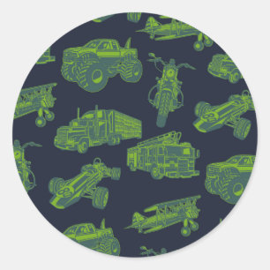 Sticker Rond En mouvement bleu et vert Véhicules en mouvement V
