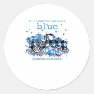 Sticker Rond En Novembre Nous Portons Bleu Camion Diabète
