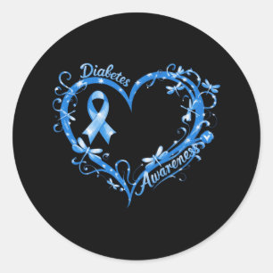 Sticker Rond En Novembre Nous Portons Bleu Cure Diabète Sensibi