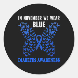 Sticker Rond en novembre nous portons bleu diabète sensibilisat