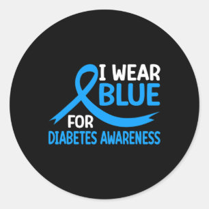 Sticker Rond en novembre nous portons bleu diabète sensibilisat