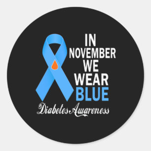 Sticker Rond En Novembre Nous Portons Bleu Diabète Sensibilisat
