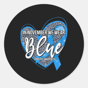 Sticker Rond En Novembre Nous Portons Bleu Mois de sensibilisat