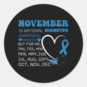 Sticker Rond En Novembre Nous Portons Bleu Mois de sensibilisat