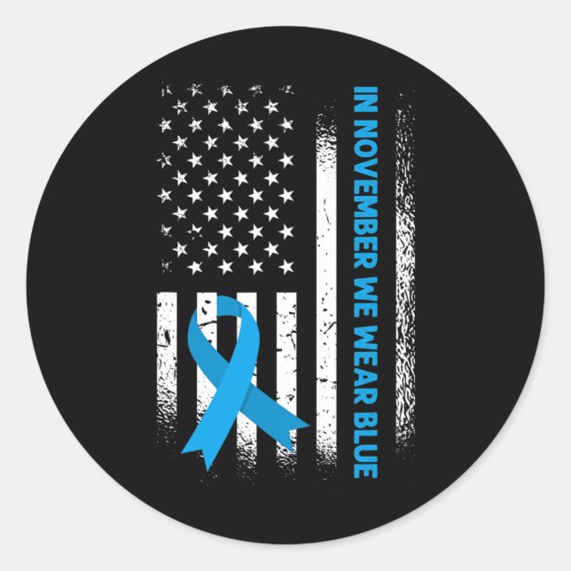 Sticker Rond En Novembre, Nous Portons Bleu - T1d Sensibilisati (Devant)