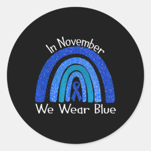 Sticker Rond En Novembre Nous Portons Blue Rainbow Diabetes Awa