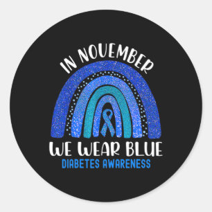 Sticker Rond En Novembre Nous Portons Blue Rainbow Diabetes Awa