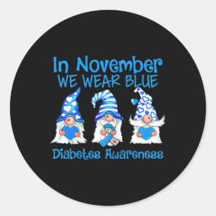 Sticker Rond En Novembre, Nous Portons Des Gnomes Bleus T1D Dia