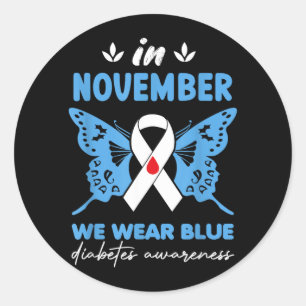 Sticker Rond En novembre, nous portons le bleu Mois de la sensi