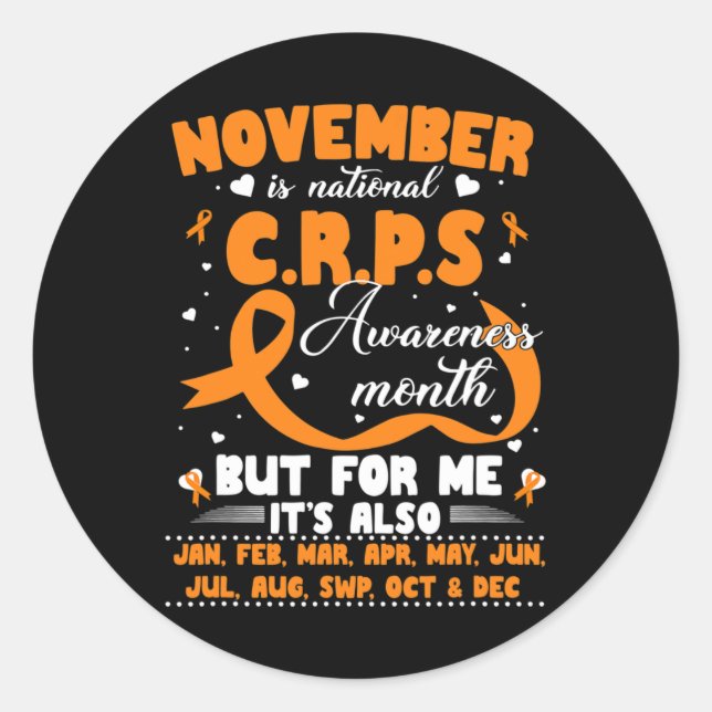 Sticker Rond En Novembre Nous Portons Orange Ribbon CRPS Sensib (Devant)