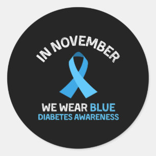 Sticker Rond En novembre, nous portons un soutien bleu Diabetes
