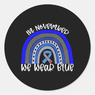 Sticker Rond En novembre, portez le ruban bleu pour la sensibil