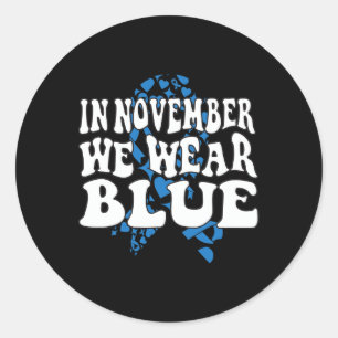Sticker Rond En novembre We Wear Blue Ribbon Diabete Awareness