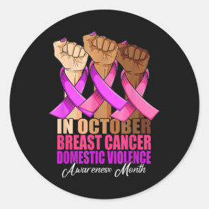 Sticker Rond En Octobre Cancer du sein Violence domestique Sens