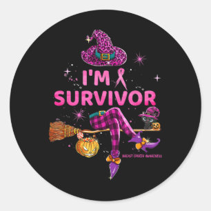 Sticker Rond En Octobre je suis Survivor Nous portons le cancer