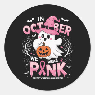 Sticker Rond En Octobre Nous Portons Chemise Rose Fantôme Cance