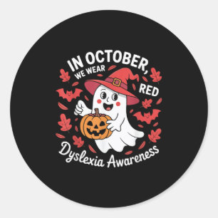 Sticker Rond En Octobre Nous Portons Du Rouge Pour La Journée D