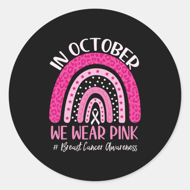 Sticker Rond en octobre nous portons l'awar de cancer du sein a (Devant)