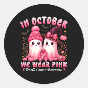 Sticker Rond En Octobre Nous Portons Le Cancer Du Sein Rose Che