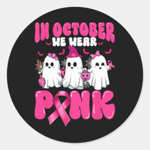 Sticker Rond En Octobre Nous Portons Le Ghost Ghost Cancer Awar
