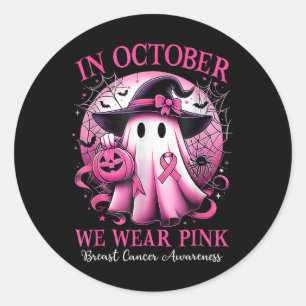 Sticker Rond En Octobre Nous Portons Le Ghost Ghost Cancer Awar