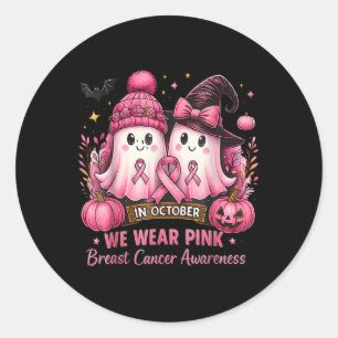 Sticker Rond En Octobre Nous Portons Le Ghost Ghost Witch Cance