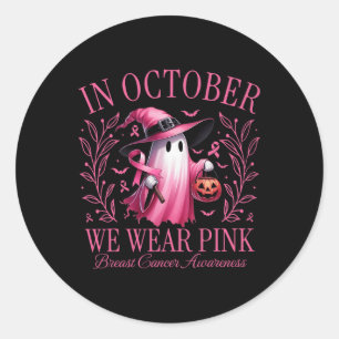 Sticker Rond En Octobre Nous Portons Le Ghost Ghost Witch Cance