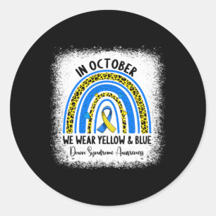 Sticker Rond En Octobre, Nous Portons Le Syndrome De Bleu Et Ja