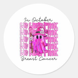 Sticker Rond En Octobre, Nous Portons Nk Cute Ghost Cancer Du S