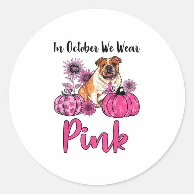 Sticker Rond En Octobre Nous Portons Pink Breast Cancer Aware (Devant)