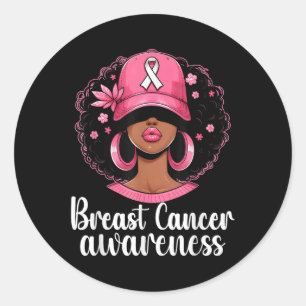 Sticker Rond En Octobre Nous Portons Rose Black Femme Cancer Du