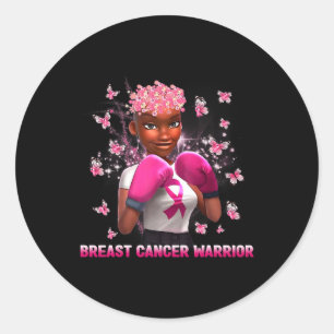Sticker Rond En Octobre Nous Portons Rose Black Femme Cancer Du
