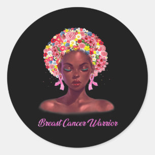 Sticker Rond En Octobre Nous Portons Rose Black Femme Cancer Du